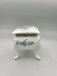 Napcoware Vintage Porzellan handbemalt Schmuckschatulle mit Fuß - Bild 1 von 3