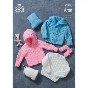 King Cole Knitting Pattern Sweater, Hat & Mitts Knitted in Big Value Aran 2905 - Picture 1 of 2