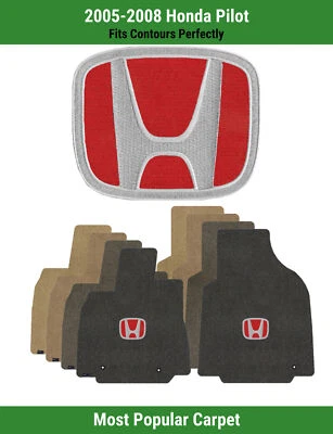 Alfombrillas delanteras Lloyd Ultimat para Honda Pilot '05-08 con rojo sobre negro Honda H Foto 1 de 4