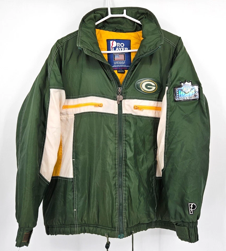 Vintage 90s Pro Player Green Bay Packers NFL Experience Puffer Jacket Size Small - Image 1 of 4