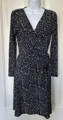 CHAPS Ralph Lauren Faux Wrap Dress Long Sleeve S Easy Care - Image 1 of 4