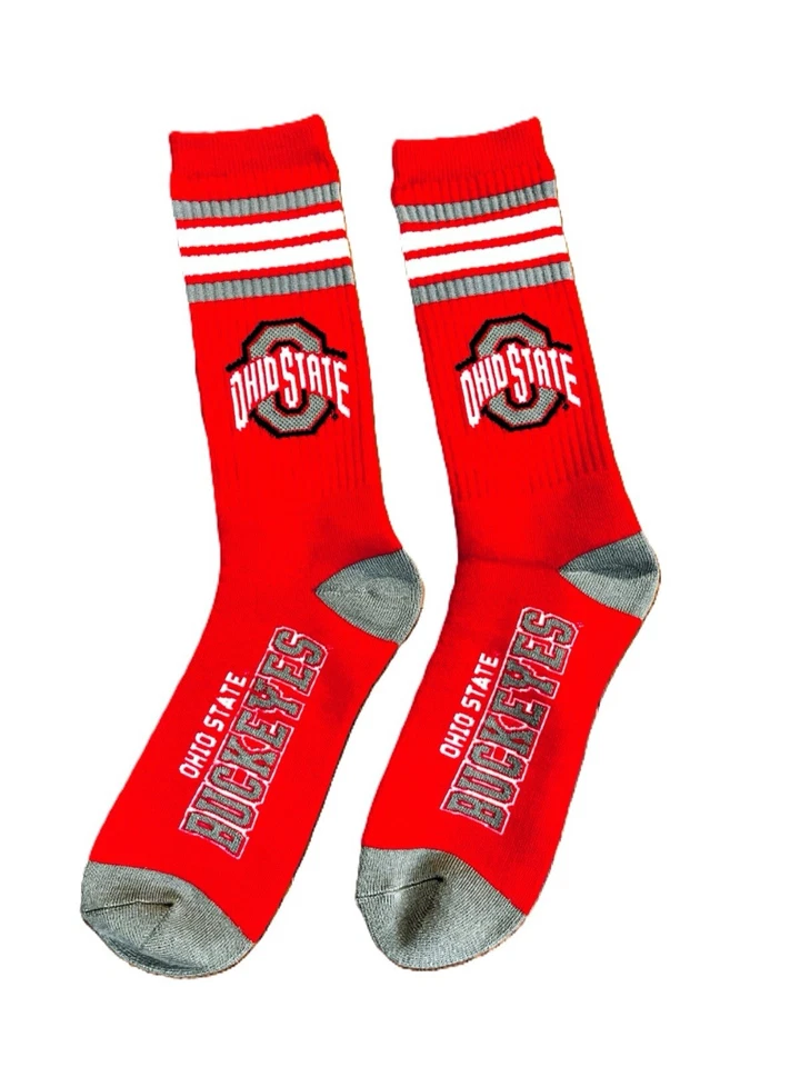 Ohio State NCAA Buckeyes Football Multicolor Crew Socks Size Large - Image 1 of 1