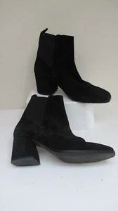 Botines de cuero gamuza negros talla 8 VERO MODA - Tacón bloque - Pull On - En muy buena condición - Imagen 1 de 6