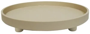 Tablett Rund auf Fuß Beige Holz Tischdeko 38cm - Bild 1 von 1