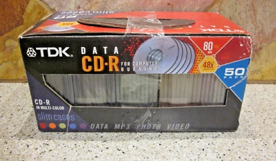 TDK 50 Pack - Data CD-R 80 Min 700 BM 48X - Multicolor Slim Cases - Image 1 of 3
