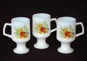 Juego de 3 ~ 'SPICE Of LIFE' ~ Utensilios para horno de vidrio con leche ~ TAZAS DE PEDESTAL ~ De colección - Imagen 1 de 5