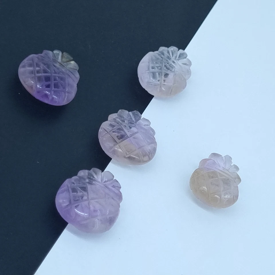 Natural Untreated 20 To 22 mm Pineapple Carved Ametrine 5 Pcs Jewelry 103.70 Ct - Image 1 of 4