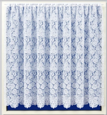 London Heavy floral  White Lace Net Curtain - Sold By Meter - Free Postage - - Image 1 of 3