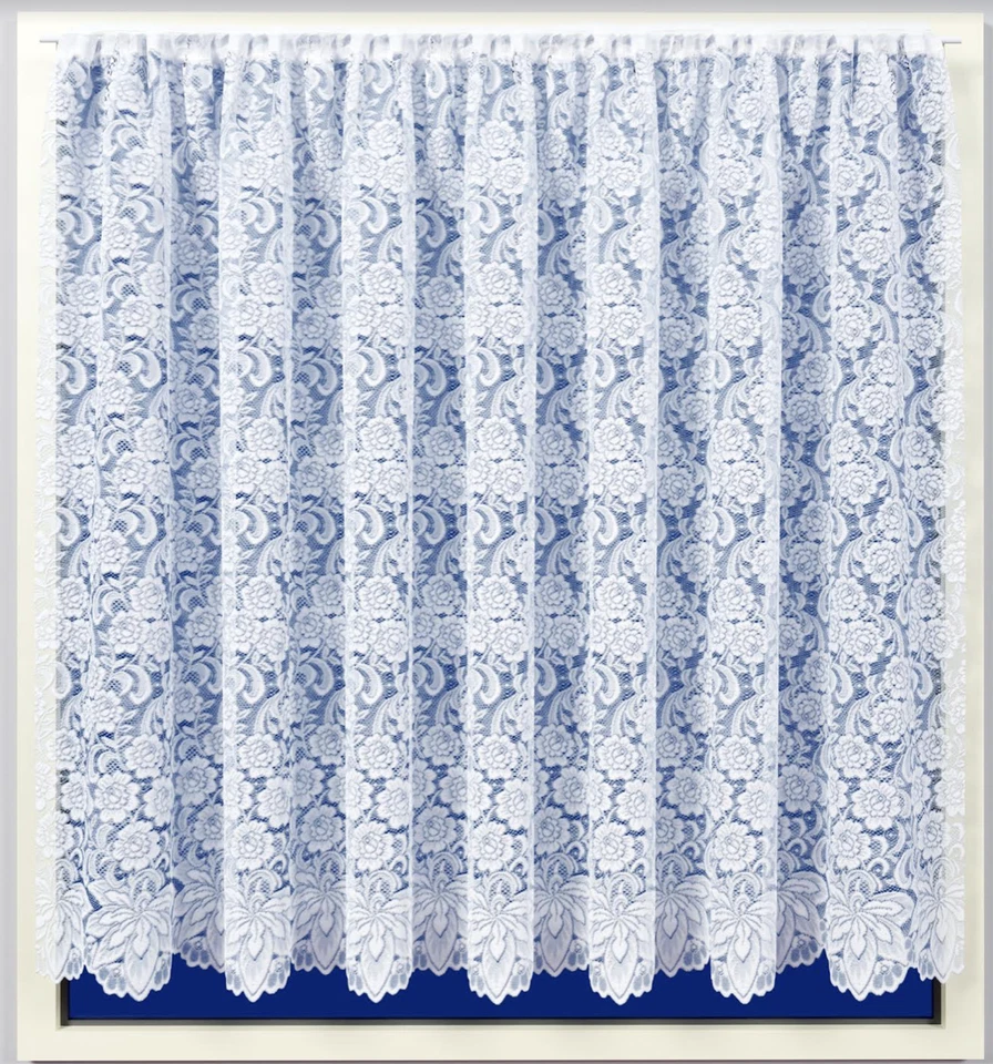 STAR THICK WHITE FLORAL LACE NET CURTAIN - SOLD BY WIDTH - PRIVACY -FREE POSTAGE - Image 1 of 3