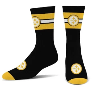 NEW Pittsburgh Steelers Black Yellow 1st String Crew Socks NFL 2 Sizes Available - Picture 1 of 1