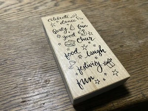 PSX K-3013 Celebrate Dance Party Fun Good Food Laugh Fun Stempel - Bild 1 von 4