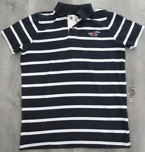 VINTAGE HOLLISTER BLAU/WEISSES POLO-T-SHIRT MIT KRAGEN HERREN GRÖSSE L BESTICKT VORBEREITE - Bild 1 von 3