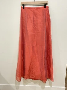 Vintage Kay Unger New York Taffeta Maxi Skirt Silk Lined Size 8 Shimmer Coral - Picture 1 of 7
