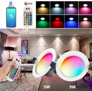 5W 9W Inteligente RGB+WW+CW Bluetooth APP LED Downlight Control Remoto Modo Música - Imagen 1 de 15