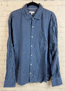 PETER MILLAR 100% cotton check blue button down dress mens shirt XL - Picture 1 of 9