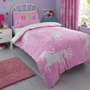 Reversible Glow In The Dark Pink & White Unicorn Duvet Cover Set OR Accessories