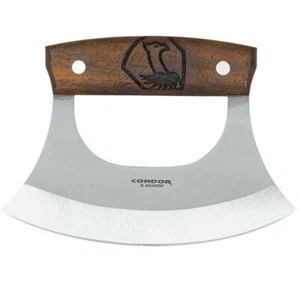 Condor Tool & Knife Ulu Knife CTK5007-6.0HC 1075HC Blade Wood Handle w/Sheath - Picture 1 of 2
