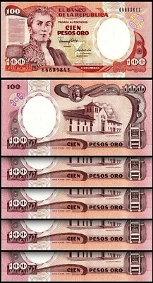 Colombia 100 Pesos Oro Janury 1990, UNC-, 5 PCS LOT, P-426e - Image 1 of 4