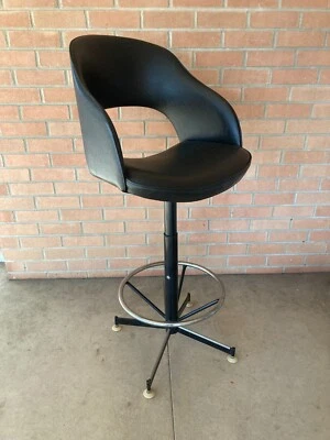 Vintage Mid Century Modern Atomic Swivel Stool Chrome Adjustable Chair Bar Retro - Image 1 of 4