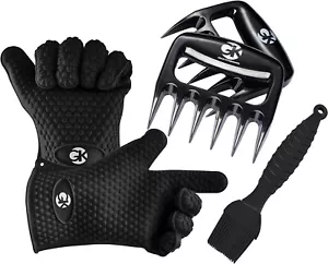 100% Mess Proof Silicone BBQ Smoker Gloves for BBQing, Meat Claws for Shredding - Picture 1 of 9