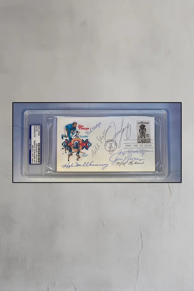 Jim Thorpe FDC signed by Brown/Willis/Hein/Badgro/Flaherty +2-PSA #83001234 - Image 1 of 1