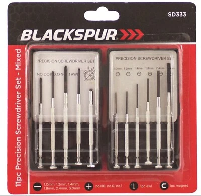 BLACKSPUR Precision Screwdriver Set 11PC Small Phone Watch Laptop Glasses Repair + Pouch