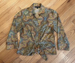 LAFAYETTE 148 New York Blouse Women's Size 6 Top Paisley Yellow Green Pink - Picture 1 of 4