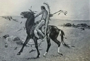 1891 Vintage Illustration Plains Indian Counting Coup by Frederic Remington - Picture 1 of 2