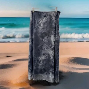 Elegant Black/Gray Floral Chiffon Maxi Skirt M stretchy waist witchy fairy core - Picture 1 of 8