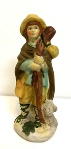 Vintage Replacement Ceramic Nativity Figurine Shepard Boy with Lamb 5.5" tall - Picture 1 of 5