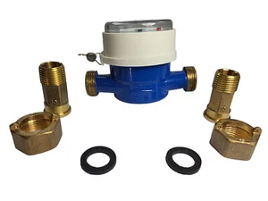 Compteur d'eau Froide à Jet Unique 3/4 Divisionnaire + Rallonges Raccord 1/2 ACS - Imagen 1 de 8