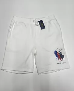 Polo Ralph Lauren Men's Triple Pony Drawstring Fleece Shorts White Size M NWT - Picture 1 of 6