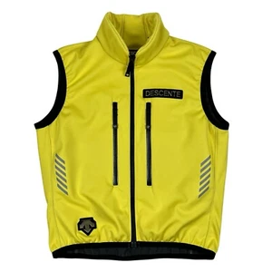 Descente Yellow Full Zip Fleece Lined Softshell Vest Ski Snowboard Logo Size S - Picture 1 of 14