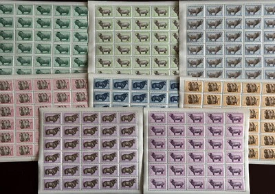 Mongolia Domestic Animals 1958 vintage stamp - 8 full sheets out of 10 - Image 1 of 4