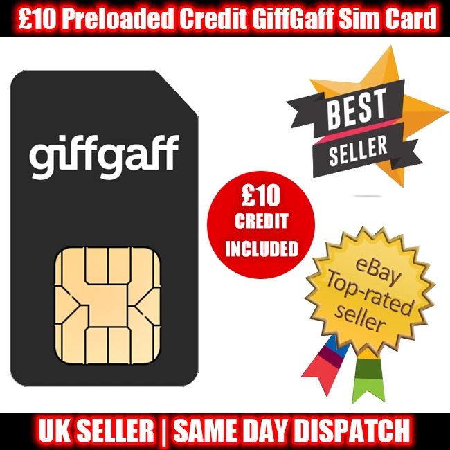 Tarjeta SIM GiffGaff UK Network Pay As You Go Crédito £10 Foto 1 de 4