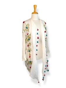 Kimono estampado Mes Demoiselles Paris gasa algodón con pompones y flecos OSFA - Imagen 1 de 9