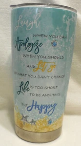 New Sea Turtle Stainless Steel Travel Tumbler Cup Saying Laugh Let Go HAPPY Life - Picture 1 of 9