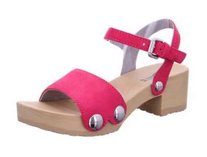 Softclox Sandale Penny 67 Pink Nubukleder Clog Blockabsatz Holz Schnalle Nieten - Bild 1 von 5