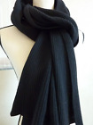 $280 Nordstrom Cashmere Knit Ribbed Black Scarf Long Warm Shawl 86" X 20"