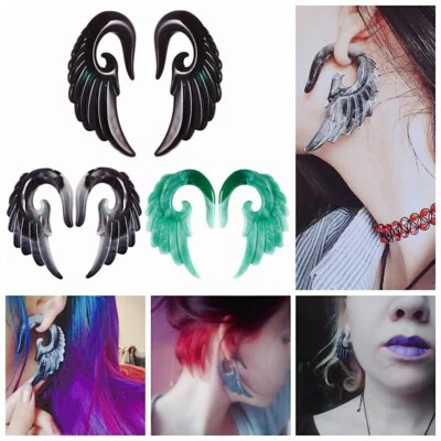 2pc Angel Wings Spiral Stretcher Resin Ear Plug Taper piercing Expander 3mm-12mm Foto 1 de 4