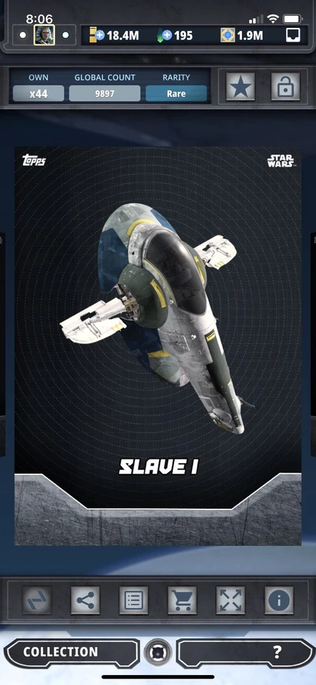 Topps Star Wars Digital Card Trader Gray Schematic Slave 1 Build Insert - Image 1 of 1