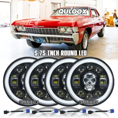 4PCS 5.75" LED Headlights Bicolor Halo DRL fit Chevrolet Camaro Caprice Biscayne - Image 1 of 4