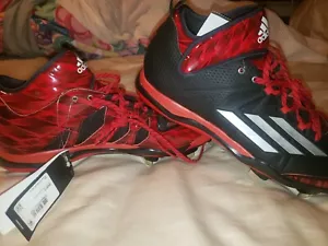 Adidas Dual Threat Baseball Metal Cleats Black/Red Men's Size 13 NWT - Picture 1 of 9