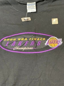 Vintage NWT  Los Angeles lakers 2000 NBA champions embroidered t shirt Kobe Shaq - Picture 1 of 7