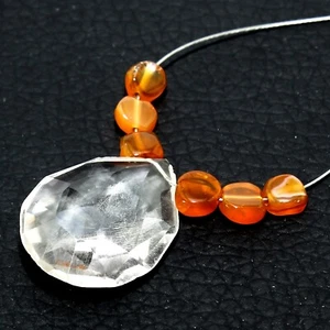 Cristal Cuarzo Facetado Pera Cornalina Cuentas Briolette Piedras Preciosas Sueltas Naturales - Imagen 1 de 6