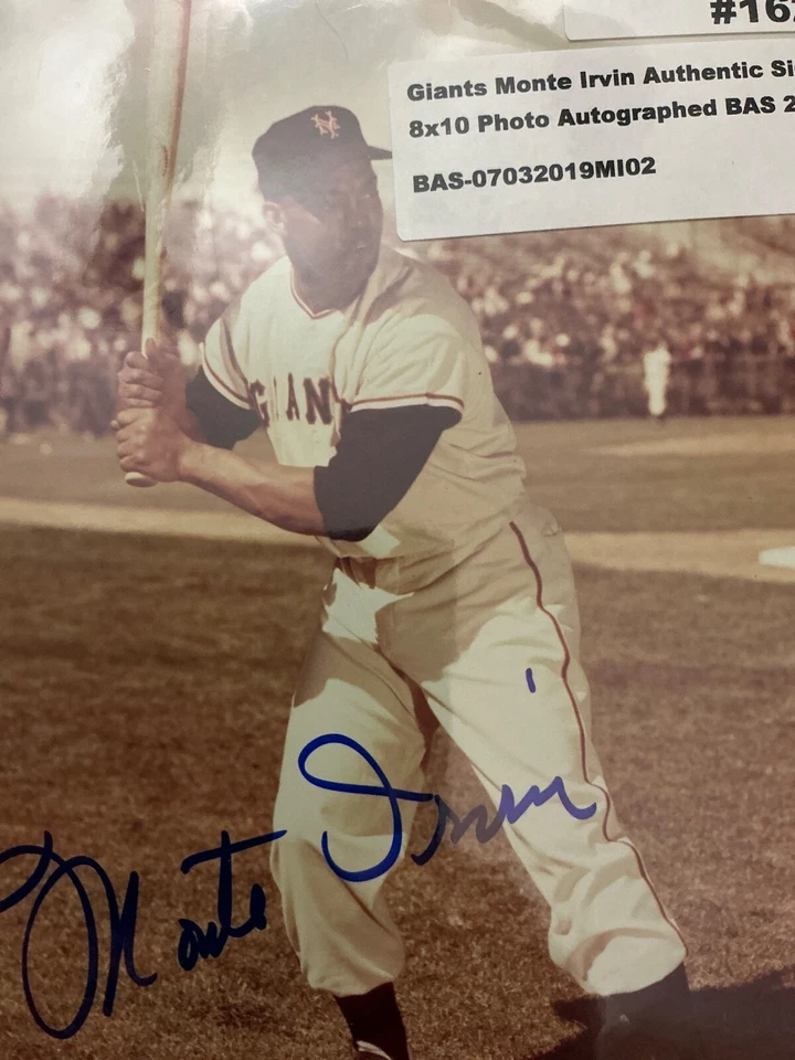 MONTE IRVIN NEW YORK GIANTS SIGNED AUTOGRAPH 8X10 PHOTO BAS BECKETT COA - Image 1 of 1