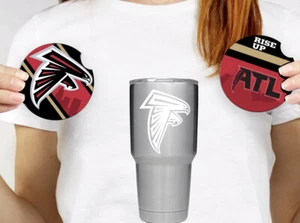 Atlanta Falcons Coaster & Decal Set / Rise Up Falcons  Window Sticker/ Gift - Picture 1 of 2