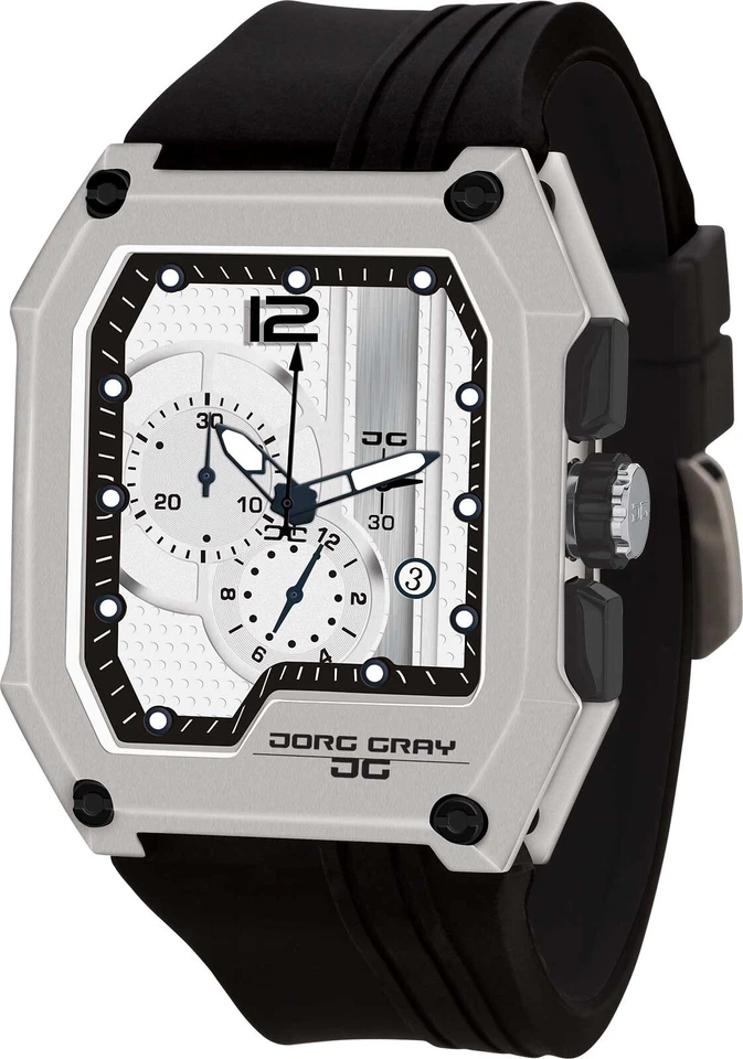 Jorg Gray Jg7100-22 Men's Watch Silver Dial Chronograph Rectangular Case