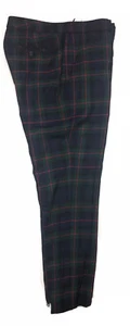 Pantaloni donna Burberry 10 verde navy rosso quadri tartan lana dettaglio zip NUOVI - Foto 1 di 12