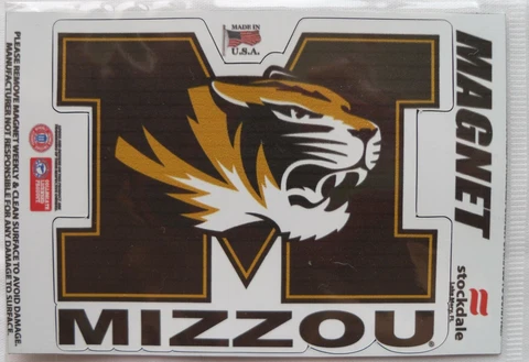 NCAA 1 Pair Missouri Tigers Die Cut Magnets 3 1/2" Wide x 3" High Cover